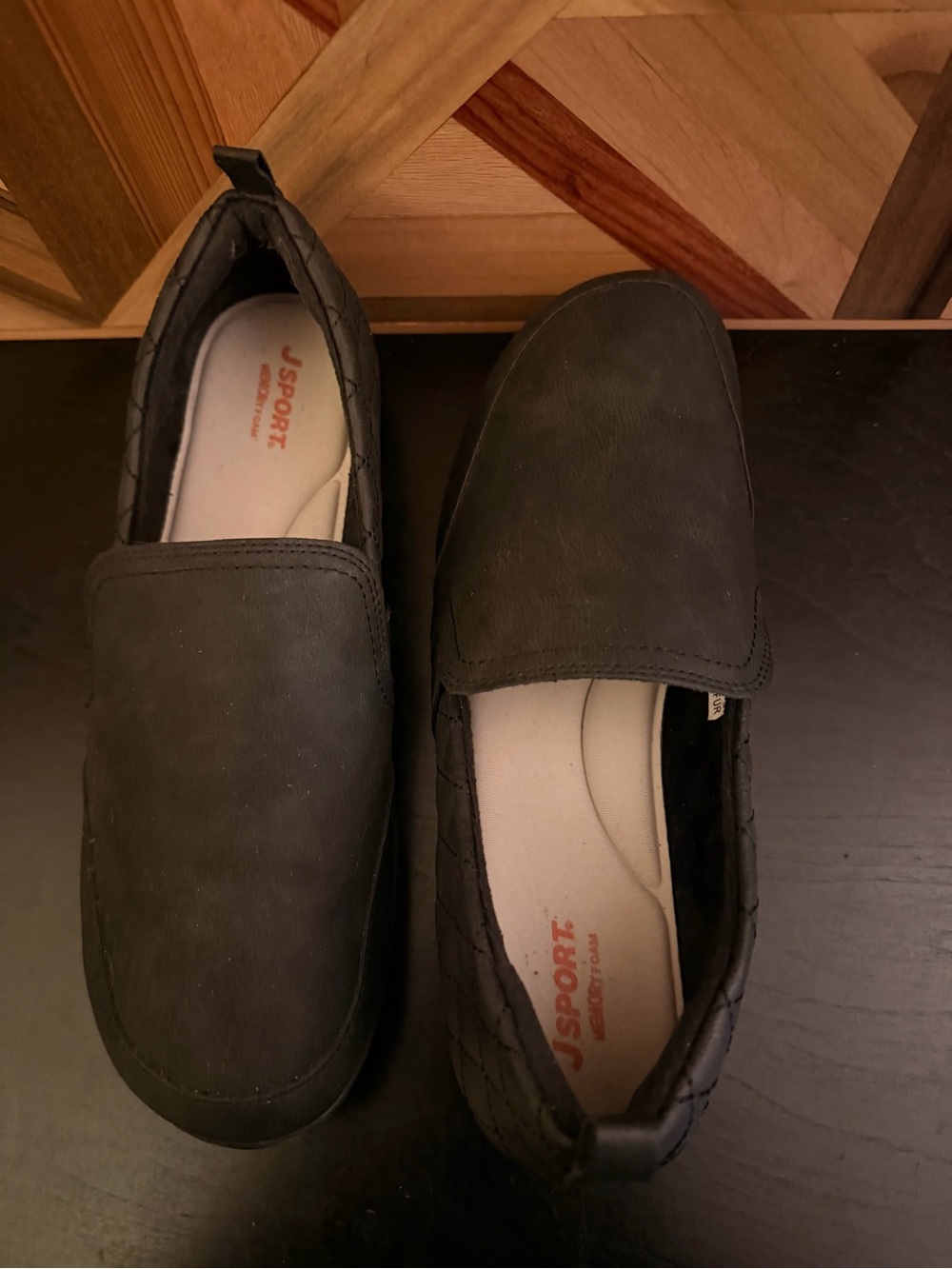 J Sport Quilted Slip-On Flats in Black- only worn once